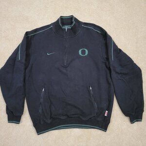 University Of Oregon Ducks Quarter Zip Nike Sweater Black Medium Ribbed Hem